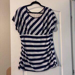 Women's No Boundries Blue & White striped shirt SZ XL 15/17